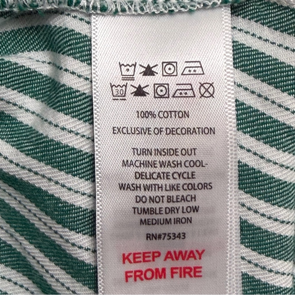 Rachel Ashwell Green & White Striped Pajama Set Sz S Cottagecore 100% Cotton - Picture 10 of 16
